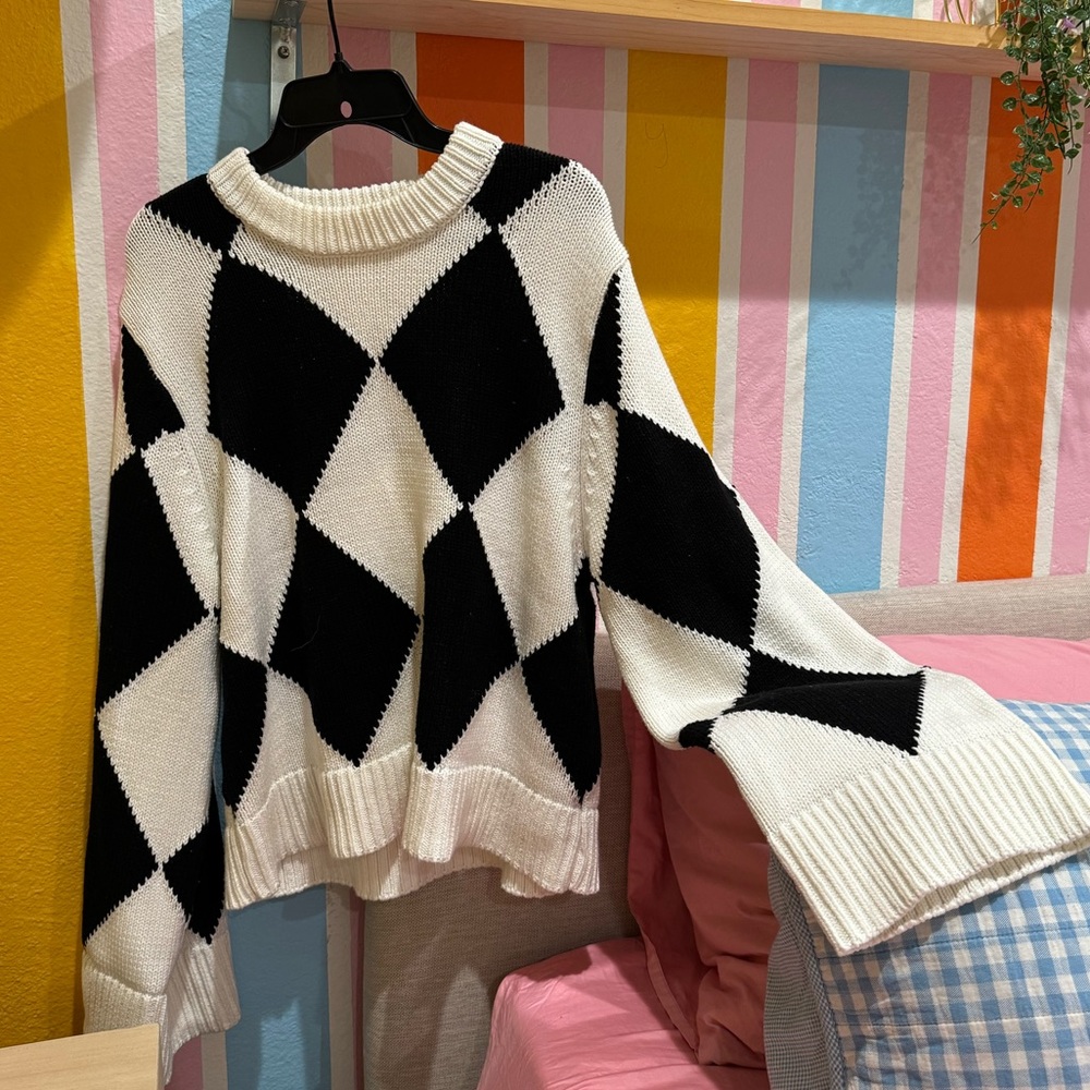 NA-KD Chunky Knit Argyle Sweater